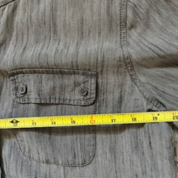🧡3/15 NWOT LOFT Gray Linen Blend Long Sleeve Shirt Women's M - Picture 6 of 11